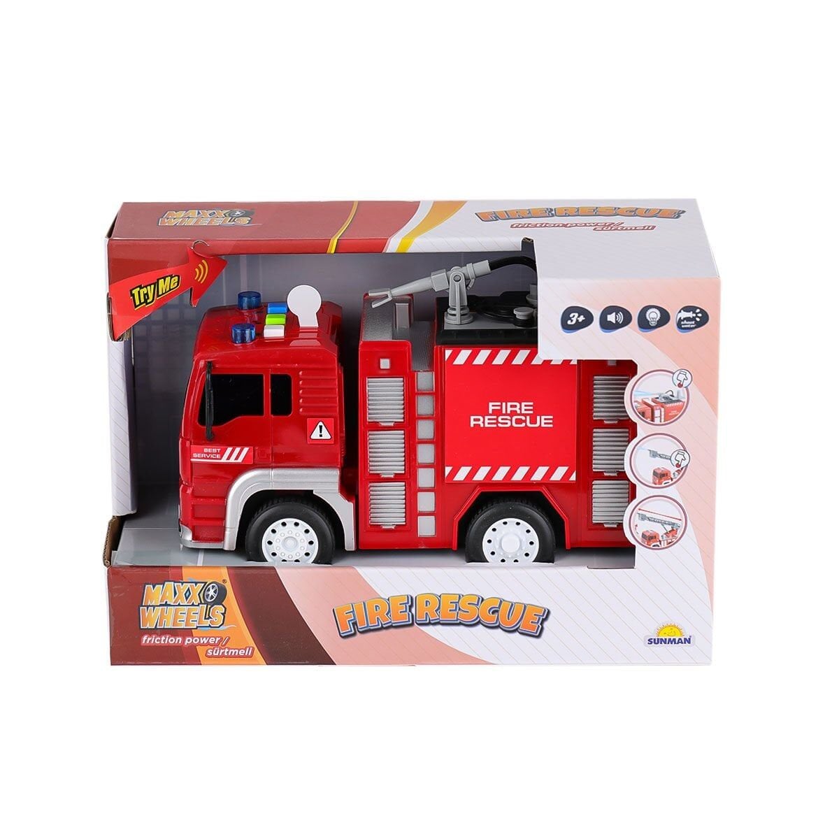 3150 Maxx Wheels Sesli ve Işıklı Su Fışkırtan İtfaiye Aracı 20 cm