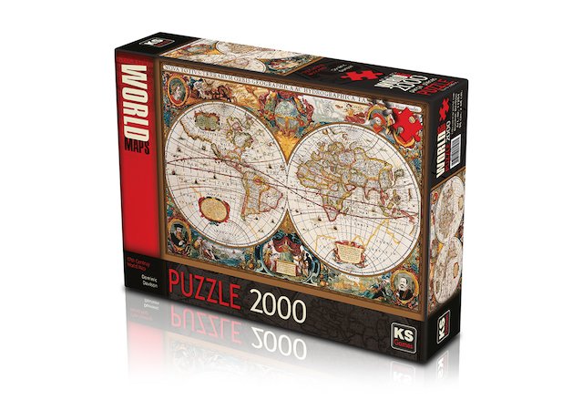 Hendrik Hondius Vintage World Map 2000 Parça Puzzle | Nostaljik Dünya Haritası