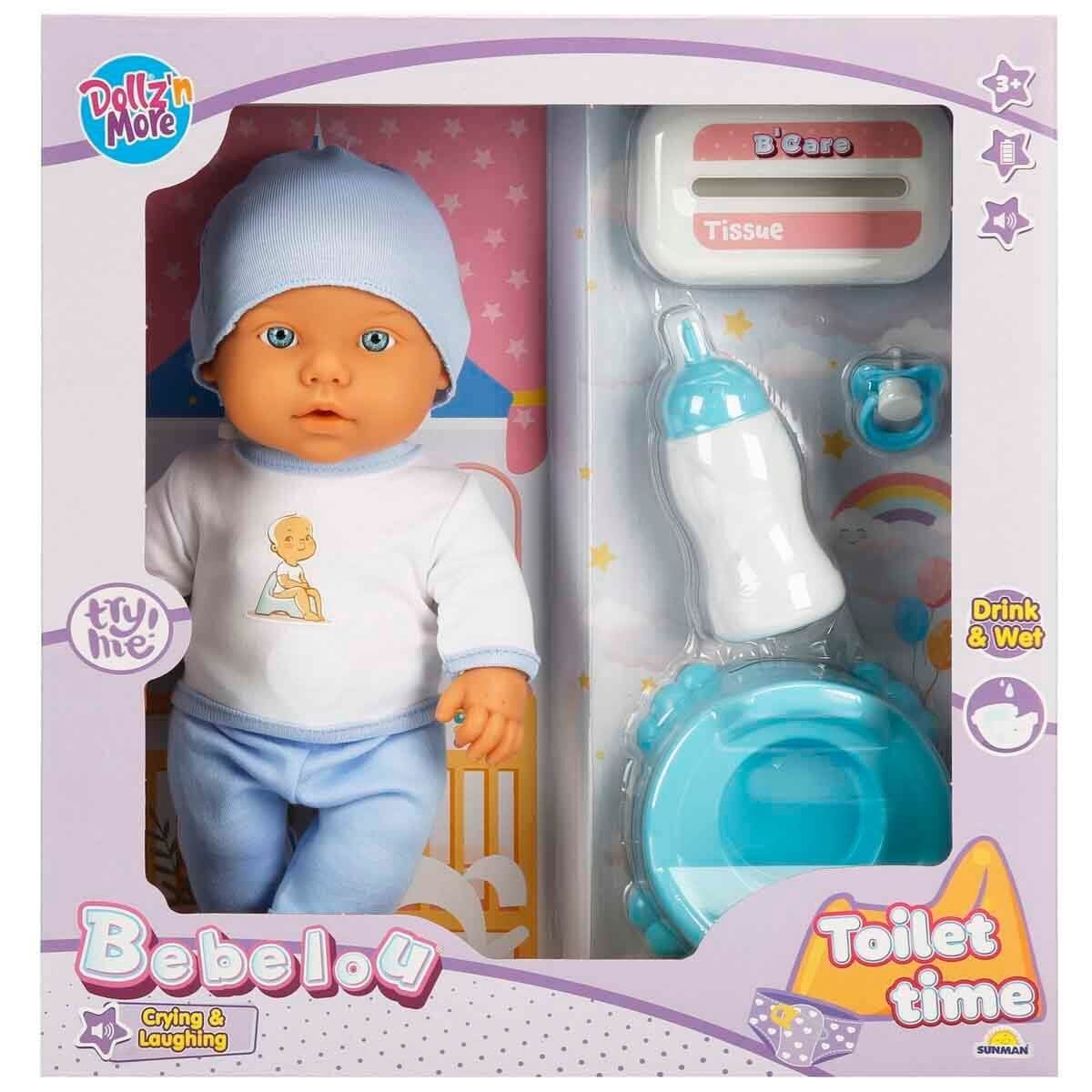 1030141 Sesli Bebelou Tuvalet Zamanı Bebek Seti 32 cm -Sunman