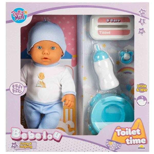 1030141 Sesli Bebelou Tuvalet Zamanı Bebek Seti 32 cm -Sunman