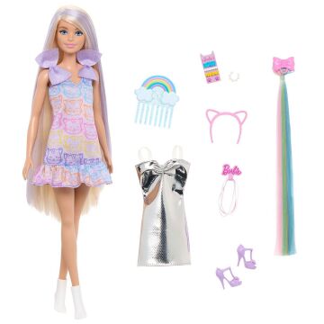 JCT72 Barbie Upuzun Muhteşem Saçlı Bebek - Saç Tasarım Oyun Seti