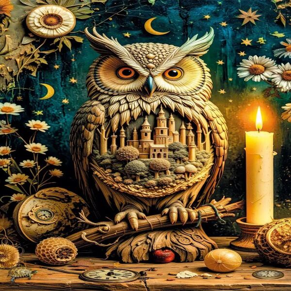 20849 PUZZLE 1000 The Silent Town Watched by the Owl