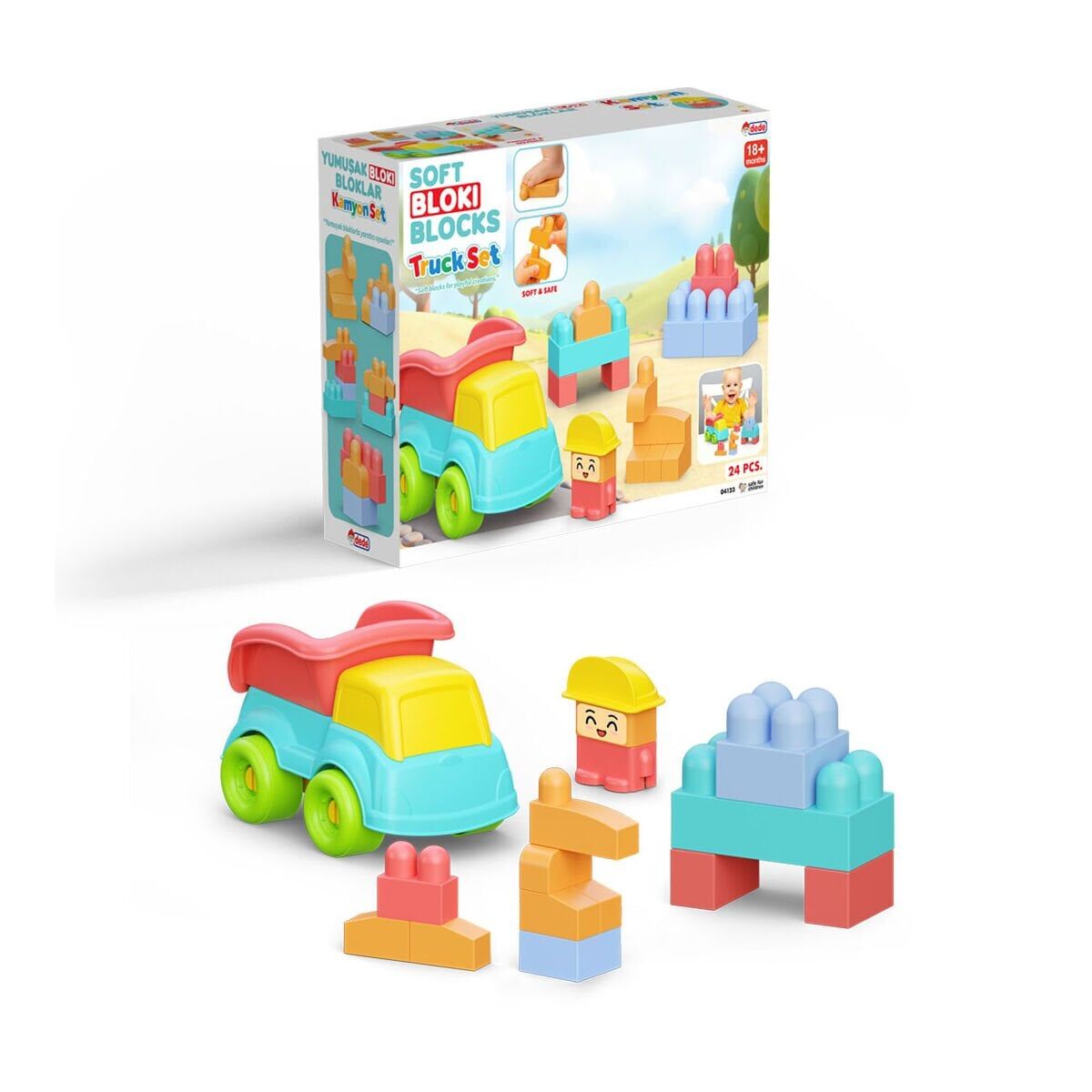 04123 YUMUŞAK BLOKİ BLOKLAR KAMYON SET 24 PARÇA