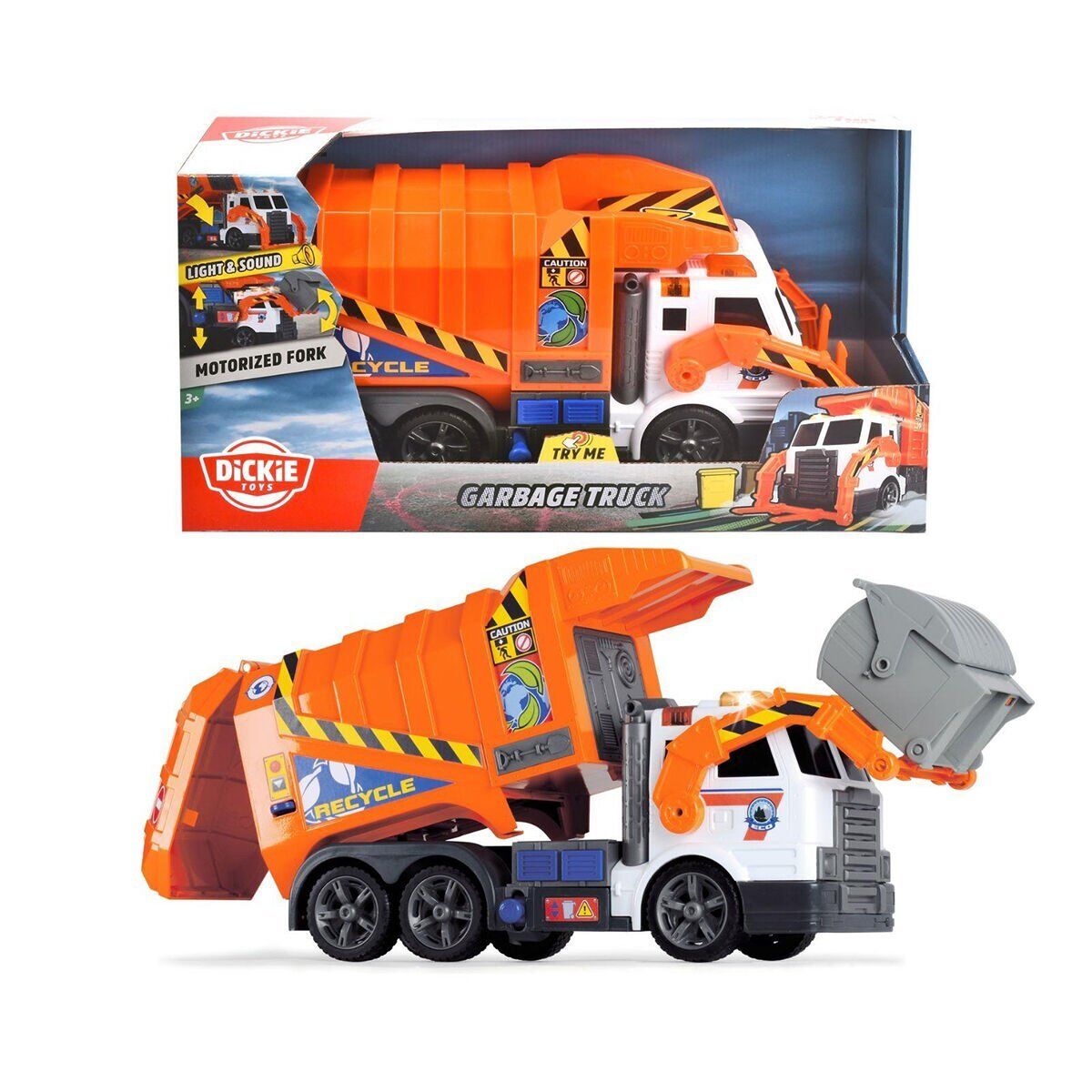 203308369 Dickie Garbage Truck

free wheel light sound B/O lifting fork wt