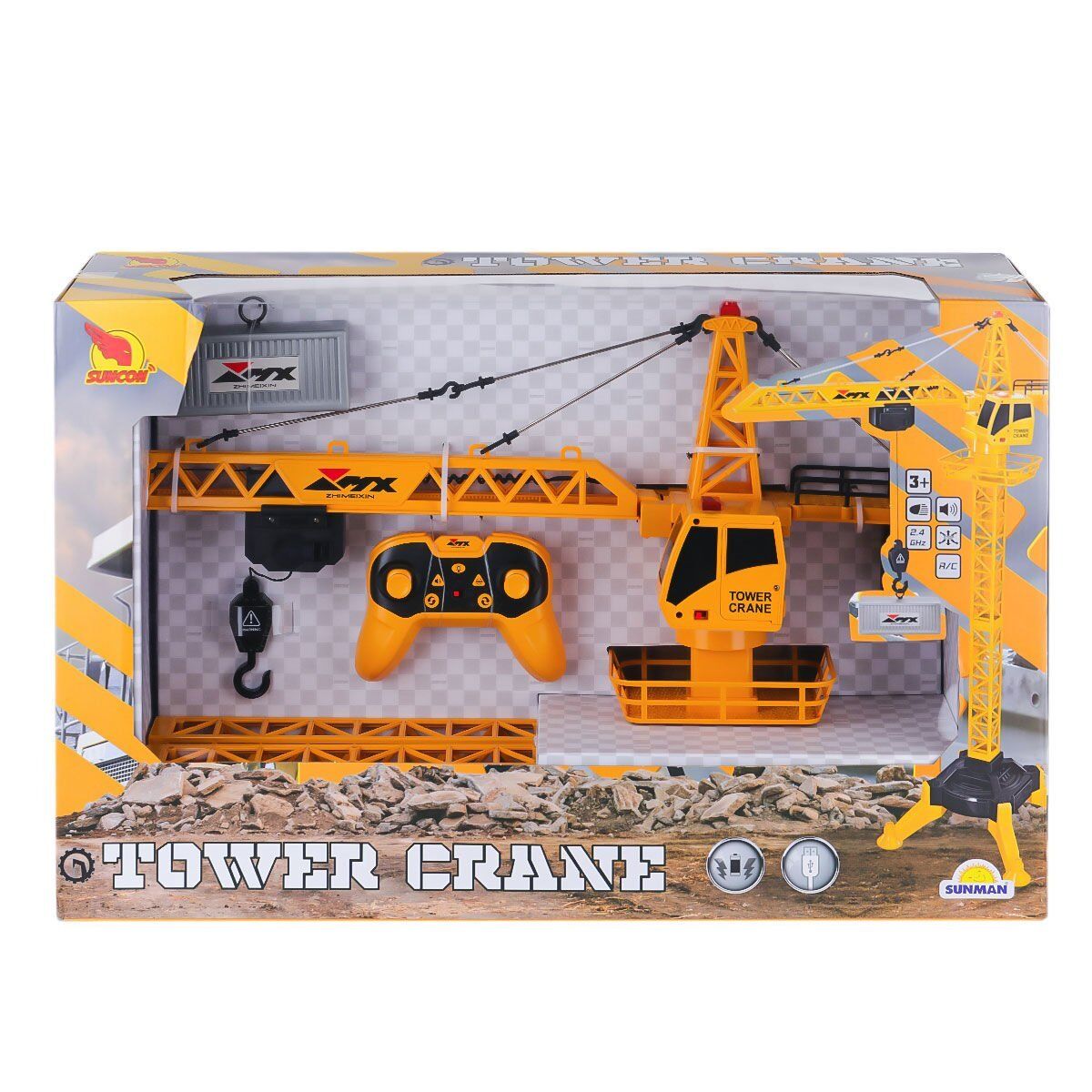 4495 Kumandalı Sesli ve Işıklı İnşaat Vinç  -Sunman