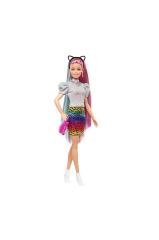 Barbie Leopar Desenli Saçlar Bebek Seti