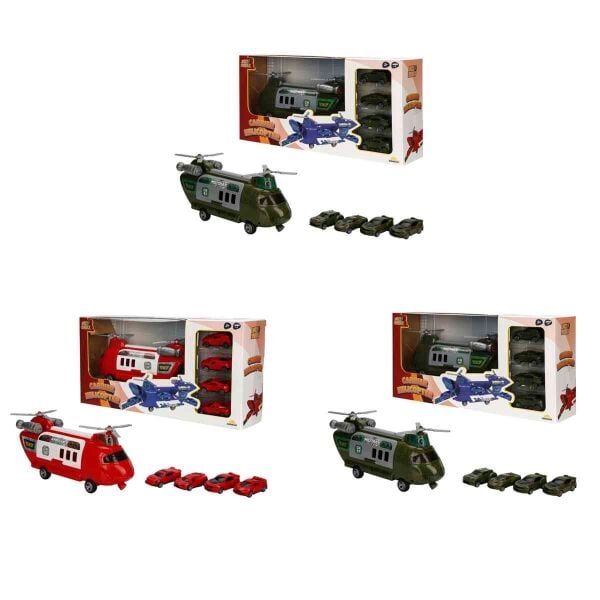 4782 SUN-RYL-MXX-GARAJ SET POLİS AMBULANS ASKER TAŞIYICI HELİKOPTER ARB 3R