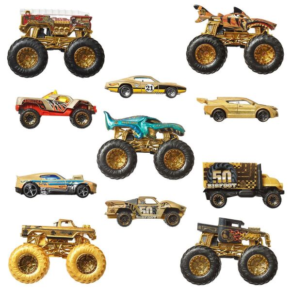 JDW07 Hot Wheels Monster Trucks Bigfoot Trophy Şampiyonları Araba ve Kamyon Çokl