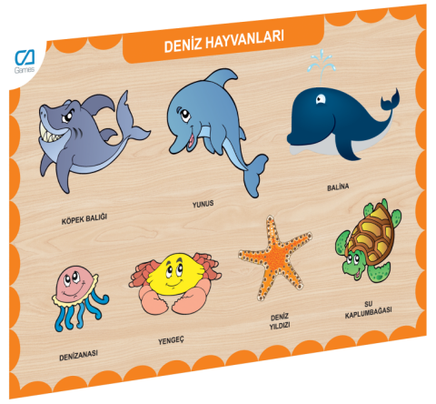 CAAHS-3212 CA GAMES AHŞAP DENİZ HAYVANLARI BUL-TAK