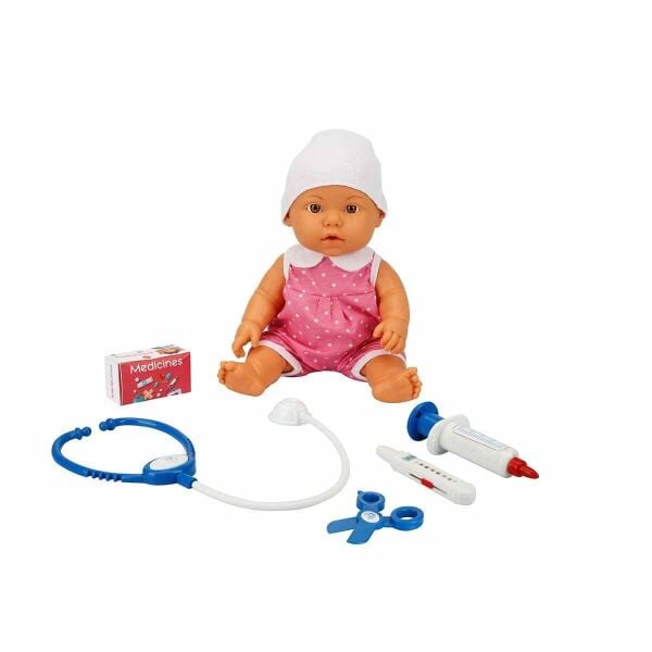30111 Bebelou Doktor Zamanı Sesli Bebek Seti 35 cm -Sunman(Ürün oyuncaktır)