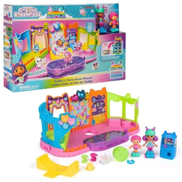 69755 SUN-SPM-FİGÜR OYUN SET GABBY S DOLLHOUSE ÇATI KATI PATEN PARTİSİ