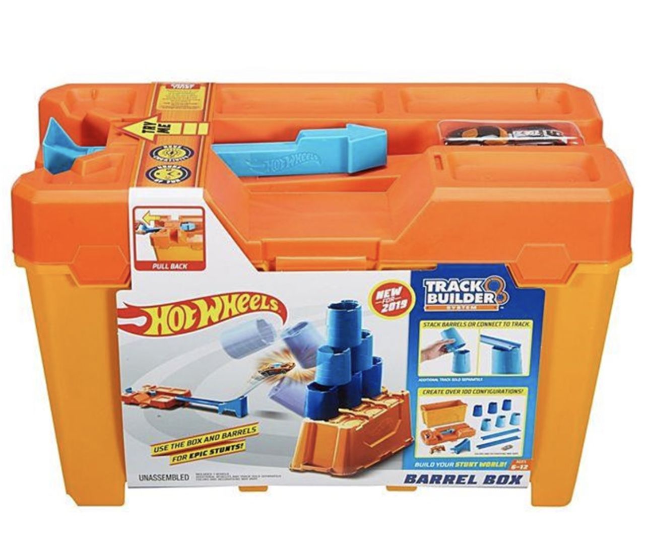 Hot Wheels Track Builder Kutulu Uzman Serisi Yarış Seti Kule Yarışı Kutusu, Çok Fonksiyonlu Variller, Pist, Fırlatıcı ve 1 Adet Araç Dahil GCF91