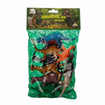 0714 Dinozorların Dünyası Poşetli 9'lu Hayvan Oyun Seti -Sunman