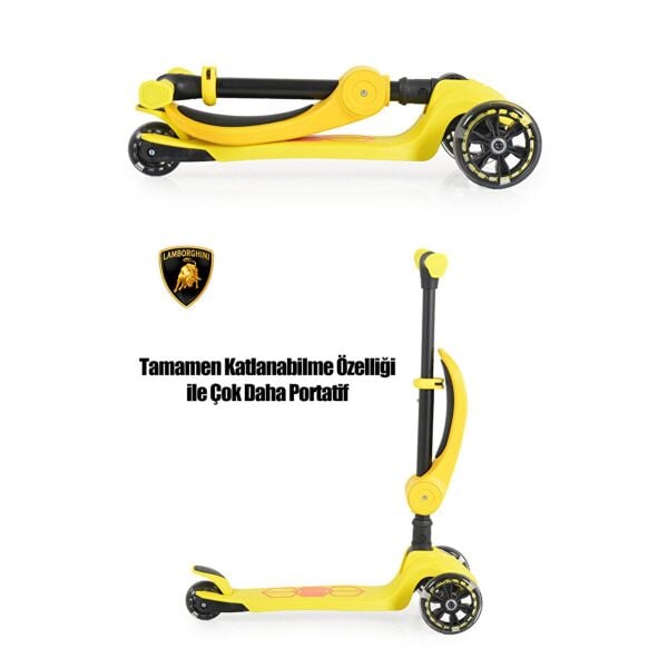 L5-2IN1-Y LAMBORGHINI LİSANSLI KATLANIR OTURAKLI IŞIKLI SCOOTER SARI
