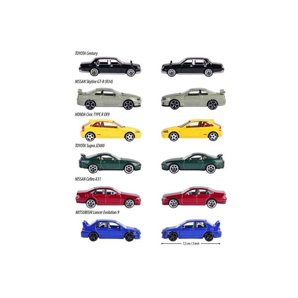 8502100000 ''JDM Legends Premium Cars, 6-asst.freewheel, die-cast, 1 opening pa(Belirtilen fiyat, tekli satış için adet fiyatıdır.)