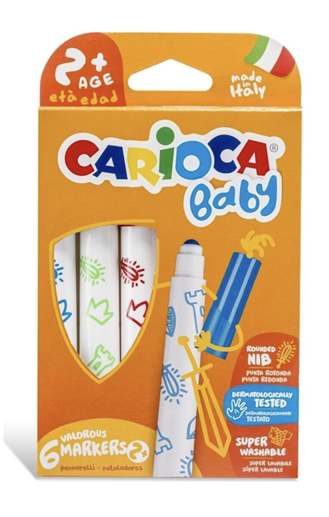 Carioca Jumbo Bebek Süper Yıkanabilir Keçeli Boya Kalemi 6'lı + 2 Yaş