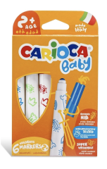 Carioca Jumbo Bebek Süper Yıkanabilir Keçeli Boya Kalemi 6'lı + 2 Yaş