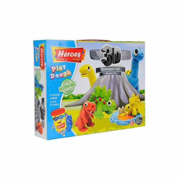 ERN-568 HEROES 3D DİNOZOR OYUN HAMUR SETİ