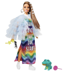 Barbie Extra Renkli Elbiseli Bebek GYJ78