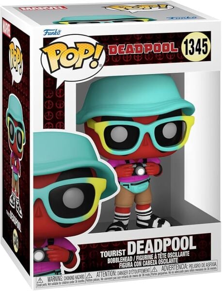 Deadpool Turista Funko Pop, Deadpool #1345, Marvel Funko figürleri, Turist Deadpool oyuncağı.