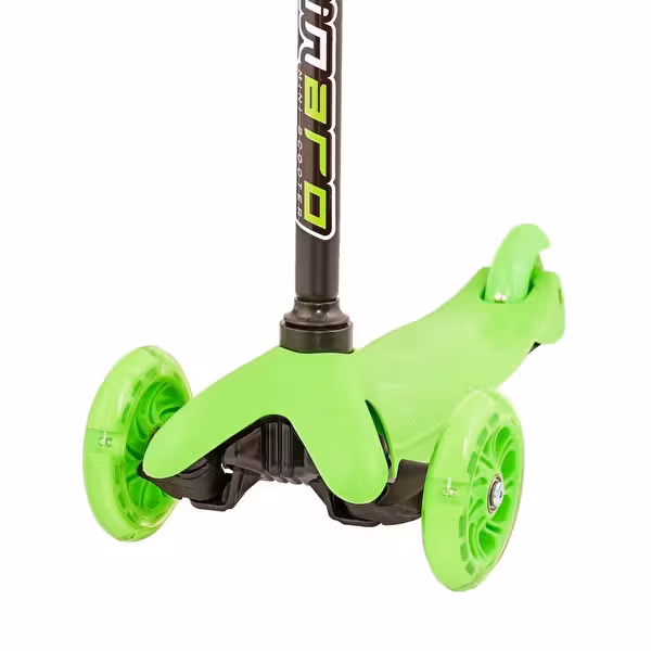 Yeşil Mini Işıklı Scooter - Yüksekliği Ayarlanabilir Eğitici Scooter