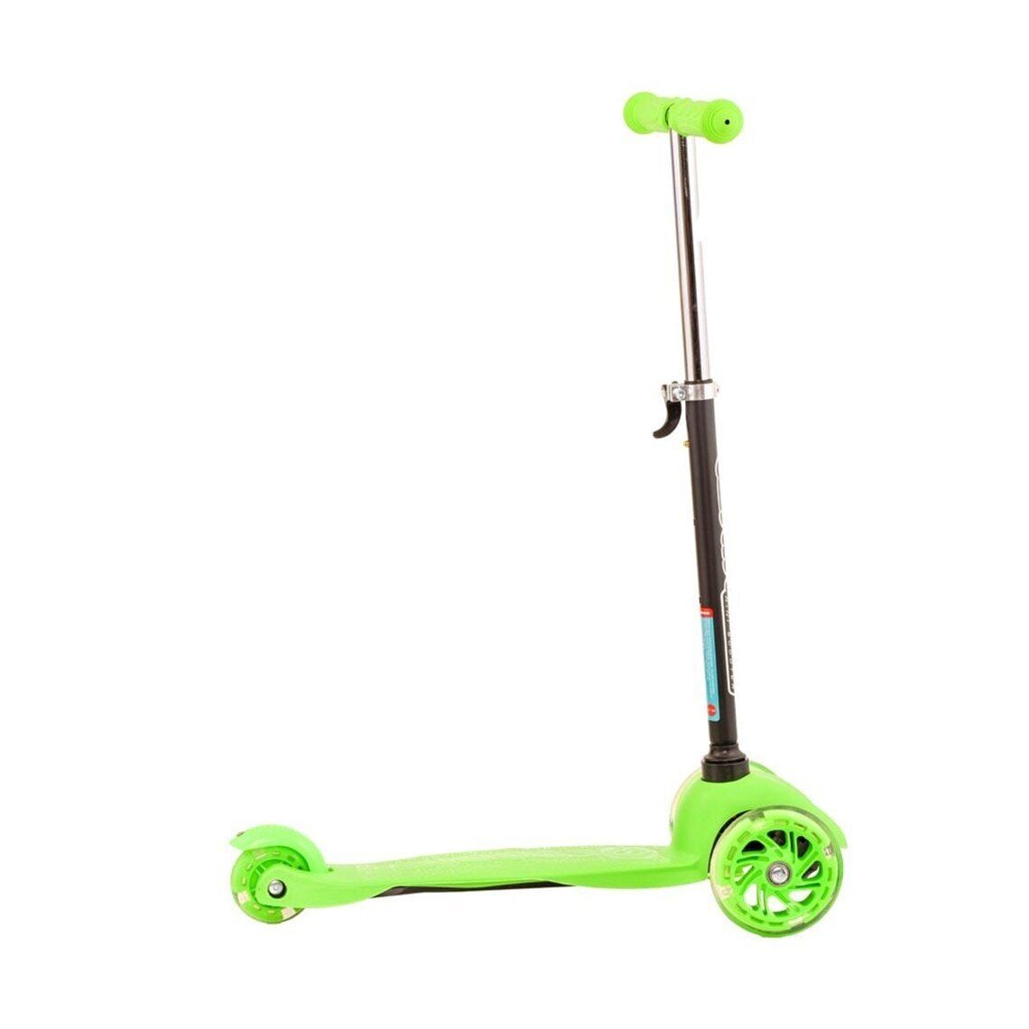 Yeşil Mini Işıklı Scooter - Yüksekliği Ayarlanabilir Eğitici Scooter