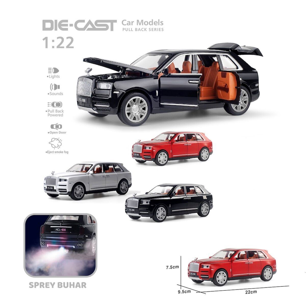 HCL-506 KUT CB 1 22 SESLİ VE IŞIKLI BUHARLI RR LUX JEEP(Belirtilen fiyat, tekli satış için adet fiyatıdır.)