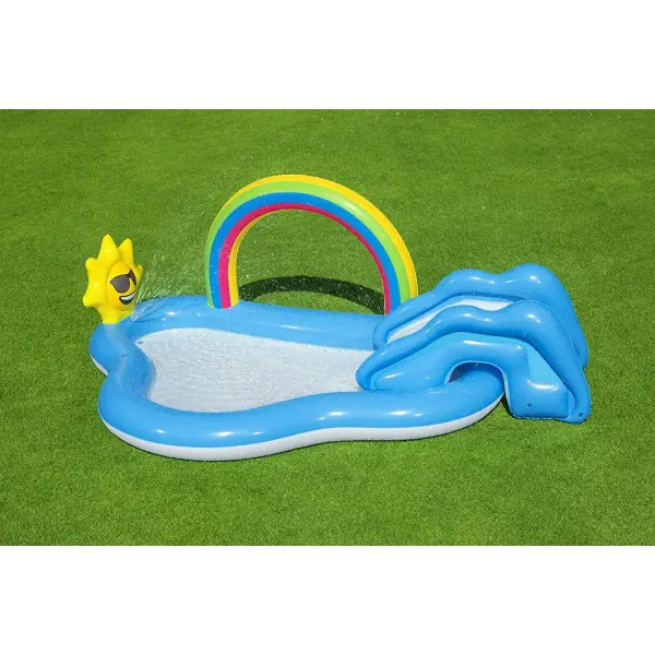 Bestway Gökkuşağı Kaydıraklı Havuz 257x145 cm - Fıskiyeli Çocuk Havuzu
