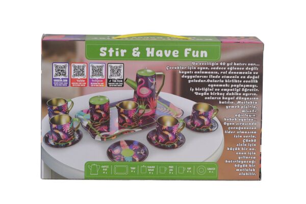 ATF-996-7A-10A 14 PARÇA DESENLİ METAL ÇAY SET